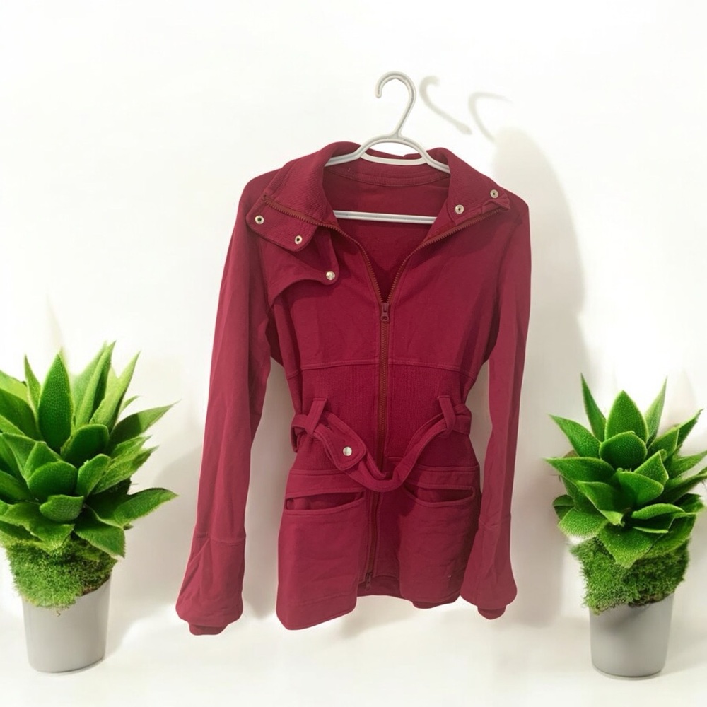 Lululemon Athletica Red Utility Jacket with Belted Waist